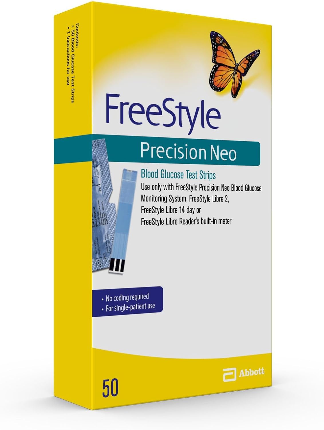 FreeStyle Precision Neo Test Strips 50 Count β Blood Glucose Monitoring with Extra Discount