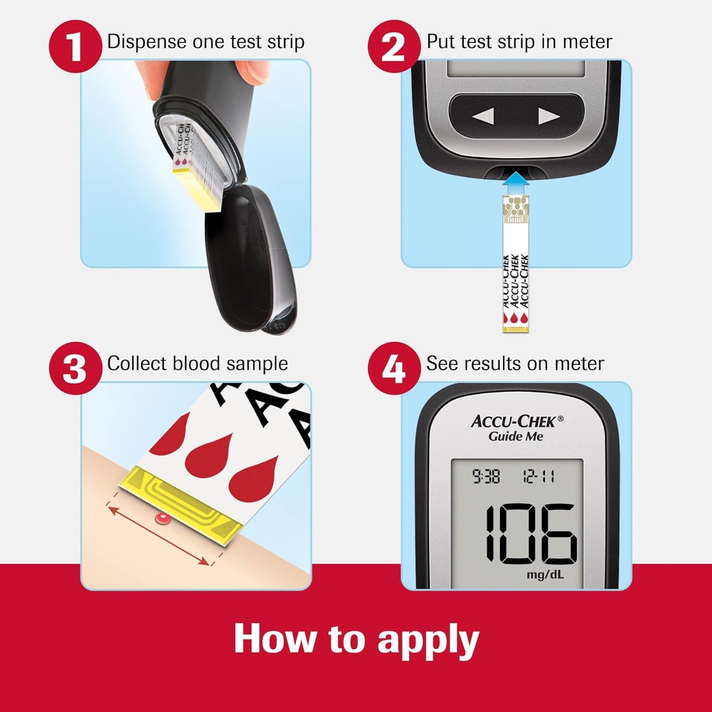 Accu-Chek Guide 50-count test strips for diabetes monitoring – no coding required