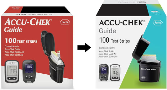 Accu-Chek Guide Test Strips 100-count box for diabetes monitoring